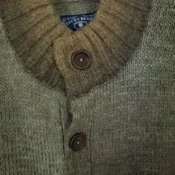 Lucky Brand Cardigan Wool Sweater Men's Medium Gray Brown Button Up Knit Coat - Picture 6 of 12